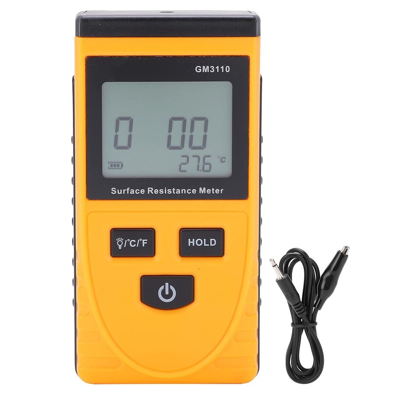 plplaaoo Surface Resistance Meter GM3110 – Handheld Resistance Tester with High-Definition LCD Backlight, Digital Anti-Static Surface Resistance Analyzer for ESD, Electronics Lab, Industrial Safety - Image 1